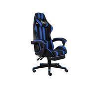Racestoel met voetensteun kunstleer zwart en blauw20526