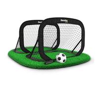 Racetex But de football pour jardin enfants - Lot de 2 avec barres en fibre de verre renforcées - But de football pour enfants avec ballon, pompe, ancrage au sol et sac de transport - Buts de football