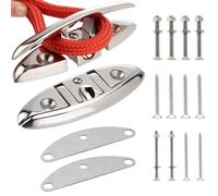 Racewill Lot de 2 taquets pliables de 15,2 cm en acier inoxydable 316 avec plaques de support et vis, compatibles avec kayak, yacht, ponton, bateau