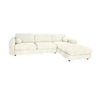 Rachel - Canapé d'angle droit 4 places en tissu bouclette - Beige