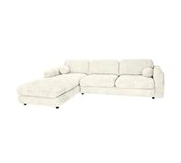 Rachel - Canapé d'angle gauche 4 places en tissu bouclette - Beige