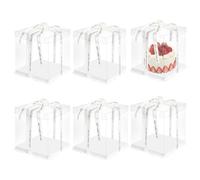 Rachlicy Boîte à gâteau claire de 5pcs avec des rubans transparent de gâteau transparent avec un film protection pour la fête du festival mariage d'anniversaire