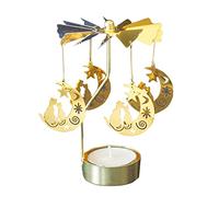 Rachlicy Bougeoirs Tournants Chat sur Lune Support De LumièRe De Thé Rotatif Chandelier Carrousel Bougie Spinner pour DéCor De Mariage De NoëL