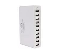Rachlicy Chargeur USB Station de Charge USB 10 Ports Charge Rapide 60 W Chargeur Multi-Mur Adaptateur Secteur Blanc