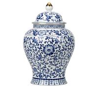 Rachlicy Pocs au gingembre bleu et blanc 900 ml / 30 oz de design Lotus Jar en céramique avec couvercle Conteneurs de thé scellage décoratifs pour le thé élégant chinoiserie décor