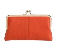 Rachlicy Portefeuilles en Cuir pour Femmes Sac à Main de Serrure de Baiser Vintage avec Un Sac à Main Monnaie en Cuir intérieur spacieux pour Les Verres Maquillage téléphone Essentiels Orange