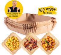 Rachs KOCHWERK Lot de 100 bols en papier sulfurisé pour friteuses à air chaud | Bord de 4,5 cm de haut - Sans pliage, déchirure ou coupe | Revêtement antiadhésif, résistant à l'huile, à l'eau et à la