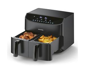 Rachs KOCHWERK Friteuse à air chaud à double chambre 7L | Friteuse numérique en acier inoxydable avec écran tactile, 10 programmes & 2 chambres de 3,5L | Friture d'aliments sans huile