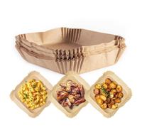 RACHS KOCHWERK Lot de 200 feuilles de cuisson pour friteuse à air chaud 2 à 5 litres | Bac en papier sulfurisé antiadhésif et résistant à l'huile | Forme flexible | 16 x 16 x 4,5 cm