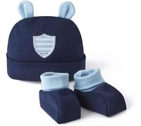 Racing 92 Coffret Naissance Bonnet & Chaussons Bébé 100% Coton | Premier Look de Supporter | Made in Portugal | Taille Nouveau-né