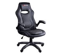 Racing BERGNER | Chaise Gaming | Chaise de Bureau Ergonomique | Accoudoirs rembourrés et réglables | Motif en Losange | Mécanisme d'inclinaison | Similicuir | Noir - Gris
