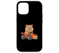 Racing Capybara, Dessin animé Amusant, Cochon d'eau, conduisant Une Petite Voiture Coque pour iPhone 12/12 Pro