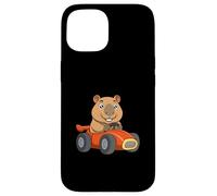 Racing Capybara, Dessin animé Amusant, Cochon d'eau, conduisant Une Petite Voiture Coque pour iPhone 15