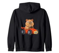 Racing Capybara, Dessin animé Amusant, Cochon d'eau, conduisant Une Petite Voiture Sweat à Capuche