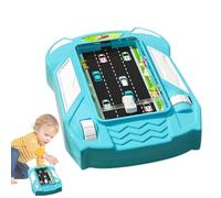 Racing Handheld Game Console, Portable Driving Game with Steering Wheel Simulator, Puzzle Adventure Gameplay, Interactive for Boys Kids Travel Car Play Learning Entertainment