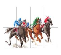 Racing Horses On White XL Giant Panel Poster (8 Sections) Courses Cheval Affiche