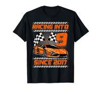 Racing Into 9th Birthday Boys 9 Year Old Kids Since 2017 T-Shirt