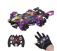 Racing Speedy - Voiture télécommandée de course avec gant de contrôle et manette - Véhicule rotation 360°, lumières LED et fumée
