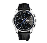 Racing Sport montre-bracelet de SKMEI affaires Waterproof Quartz Cuir Luxe Mode Hommes (Bleu)