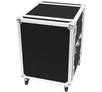 Rack 19 pouces 14 UH Roadinger PR-2 bois avec poignée, avec roulettes