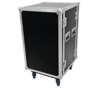 Rack 19 pouces 18 UH Omnitronic Rack Profi bois avec poignée, avec roulettes