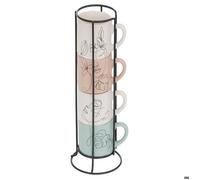 Atmosphera - Rack 4 mugs visage l8,8xp7,2xh25,5cm