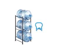 Rack à Bonbonnes en Métal Avec 3 Niveaux 1 Rangée Capacité 5GAL Noir Pour La Maison