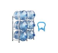 Rack à Bonbonnes Support 6 Bouteilles 3 Niveaux 2 Rangée Capacité 5GAL Argenté