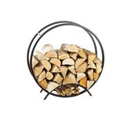 Rack À Bûches Rond Niri En Acier Noir Avec Pieds Ø 80 Cm--