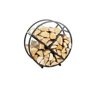 Rack À Bûches Rond Tsitsi En Acier Noir Avec Rangement 80 Cm-Noir-Noir--