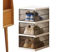 Rack à chaussures - boîtes de rangement transparentes et pliables avec porte d'ouverture, conception empilable d'économie d'espace pour un accès facile | Organisateur de bottes de baskets pour l