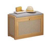 Rack à Chaussures en Bois à 2 Niveaux avec Coussin en Lin Banc de Rangement d'entrée pour Chaussures Houmway élégant Parfait pour Les espaces d'entrée et de Couloir