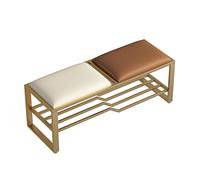 Rack à chaussures en métal à 2 niveaux avec coussin, nizer de chaussures d'entrée, banc de rangement du couloir pour chaussures, armoire à chaussures élégantes avec sièges confortables (C-120 cm)