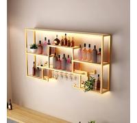 Rack à vin à LED à LED Flottante avec Porte-Verre en Verre Bar Modern Liquor Bottle Afficher l'étagère pour Le Bar à Manger de Salle à Manger (Taille Noire