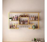 Rack à vin à LED à LED Flottante avec Porte-Verre en Verre Bar Modern Liquor Bottle Afficher l'étagère pour Le Bar à Manger de Salle à Manger (Taille Noire