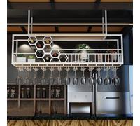 Rack à vin au plafond, porte-verre à vin inversé, porte-bouteille en métal, porte-gobelet suspendue, barre de bar étagères flottantes, porte-affichage de rangement à vin multifonctionnel pour la salle