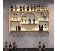 Rack à vin en métal Mural Moderne, étagère d'alcool avec lumière LED, Barre de Murs flottants du Bar, Porte-expositive de Rangement de vin en Fer, Porte-vin Murale avec Porte-Verre à vin pour
