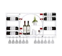 Rack à vin en suspension, porte-vin mural étagères à barres flottantes étagères exposant étagère étagère montée pour bouteilles d'alcool avec support de porte-verre en verre à vin suspendu pour le