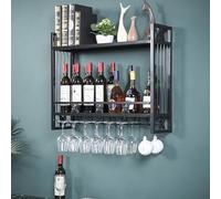 Rack à vin monté avec un porte-verre en verre de stemware, porte-bouteille à vin Racks de rangement de vin, rostique de rangement à vin rustique, porte-bouteille en métal étagère de rangement à vin