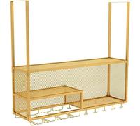 Rack à vin mural de style vintage avec plafond support de bouteille à vin suspendu et porte-vin en verre étagère de vin et de tasse pour gobelet stemware or Decorative Wine Storage Rackage 100