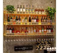 Rack à vin Mural étagère à vin en métal à 3 Couches avec Porte-Verre à vin et lumière LED, Porte-Exposition de Rangement à vin pour la Salle à Manger du Bar à la Maison