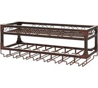 Rack à vin mural, porte-vin murale avec cintre de vestiaire, porte-greffon en verre à vin à vin, avec un porte-greffe de vin à vin Horizontal Wine Bottle en verre, pour la salle à manger du bar à la