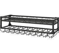 Rack à vin Mural, Porte-vin Murale avec Cintre de vestiaire, Porte-Mur à vin à vin, avec Un Porte-vin en Verre de vin Horizontal Wine Bottle en Verre, pour la Salle à Manger du Bar à la Maison, A,