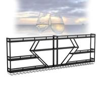 Rack à vin mural, support de bouteille à vin à LED, avec cintre de vestiaire, étagères en verre de vin, étagère à alcool flottante, étagère murale, pour la cuisine, salle à manger, bar à domicile, Ro