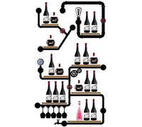 Rack à vin, porte-vin en métal mural monté en métal en verre de vin étagère de vile à vide suspendu en bois étagère flottante étagère industrielle antique décorative rack avec lampe pour la cave à