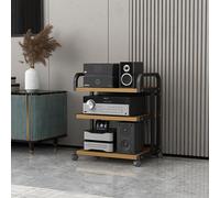 Rack audio à 4 niveaux avec roulettes universelles, étagère multimédia peu encombrante pour platines et équipements HiFi