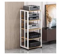 Rack audio à 5 niveaux et support de haut-parleur - Armoire de rangement pour amplificateurs, DVD, téléviseurs, consoles de jeux et platines - Centre de divertissement d'angle pour systèmes de cinéma