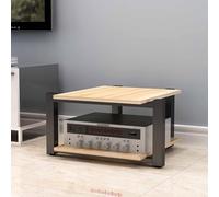 Rack audio en noyer clair - 2/3/4 niveaux Support multimédia AV pour lecteur CD et disque, récepteur stéréo pour home cinéma et système de divertissement (25 cm)