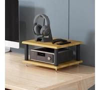 Rack audio HiFi compact pour bureau, organise les composants stéréo, amplificateurs, haut-parleurs et enregistrements, support de console multimédia peu encombrant
