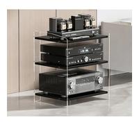 Rack Audio Moderne Meuble AV Haute Fidélité - Tour De Rangement avec Étagères Réglables pour Ampli Home Cinéma, Plinthe Intégrée, Design Stable(B,60.6cm/23.9in)